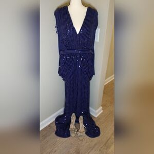 Elegant Blue Sequin Dress